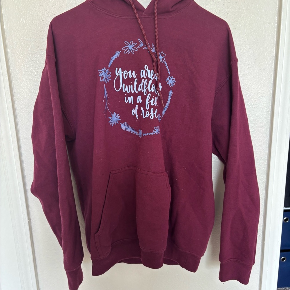 Maroon Hoodie with Floral Design